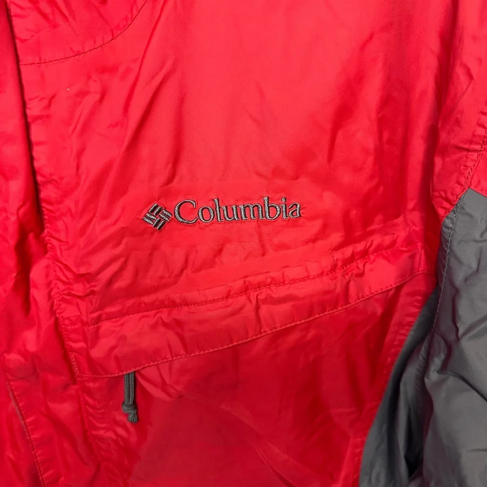 Columbia Sportswear Men’s M Red Gray Hooded Jacket Outdoor Rain Shell